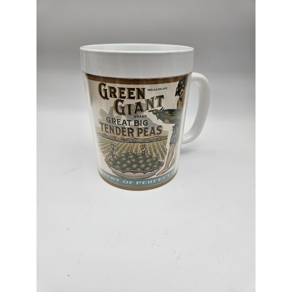 Vtg Thermo Serv Dart Plastic Cup Mug Minnesota Green Giant Great Big Tender Peas